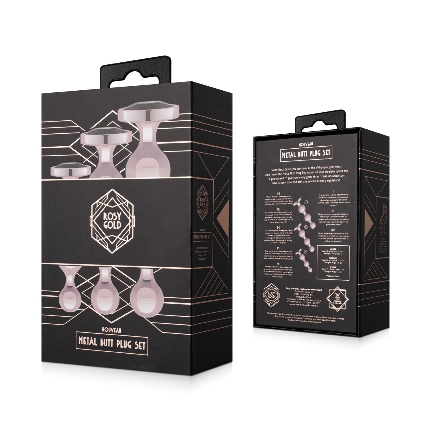Rosy Gold - Metall-Buttplug-Set 3 Teile - Roségold