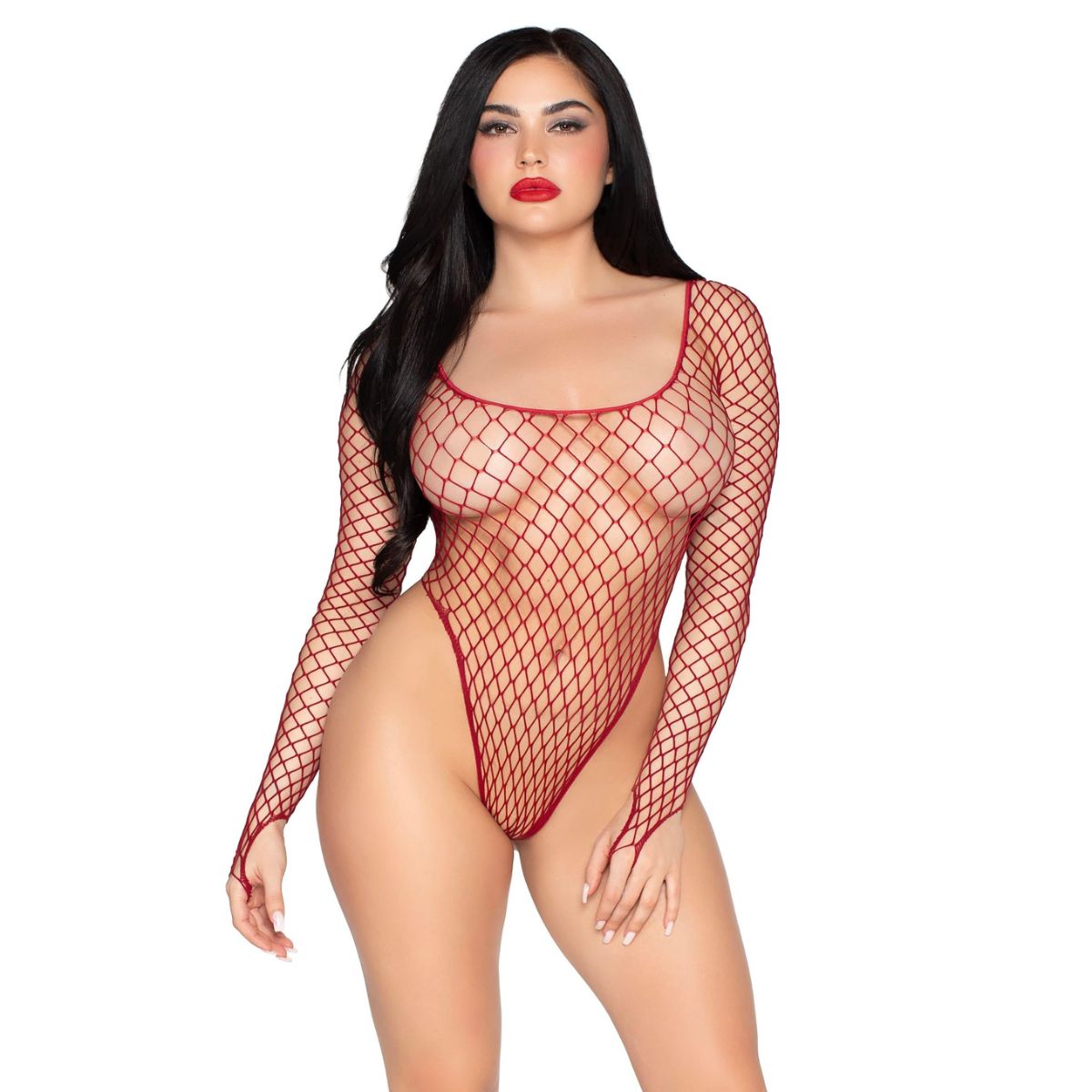 Leg Avenue - High-Cut Netz Bodysuit - Schwarz