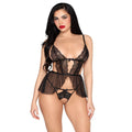 Leg Avenue - Babydoll und Ouvert String - Schwarz