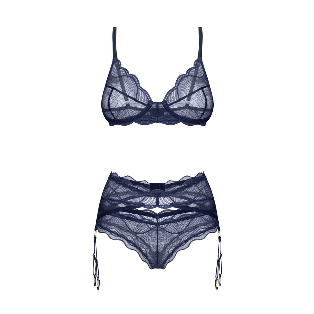 Obsessive - Nightly Dessous Set 3-teilig - Blau
