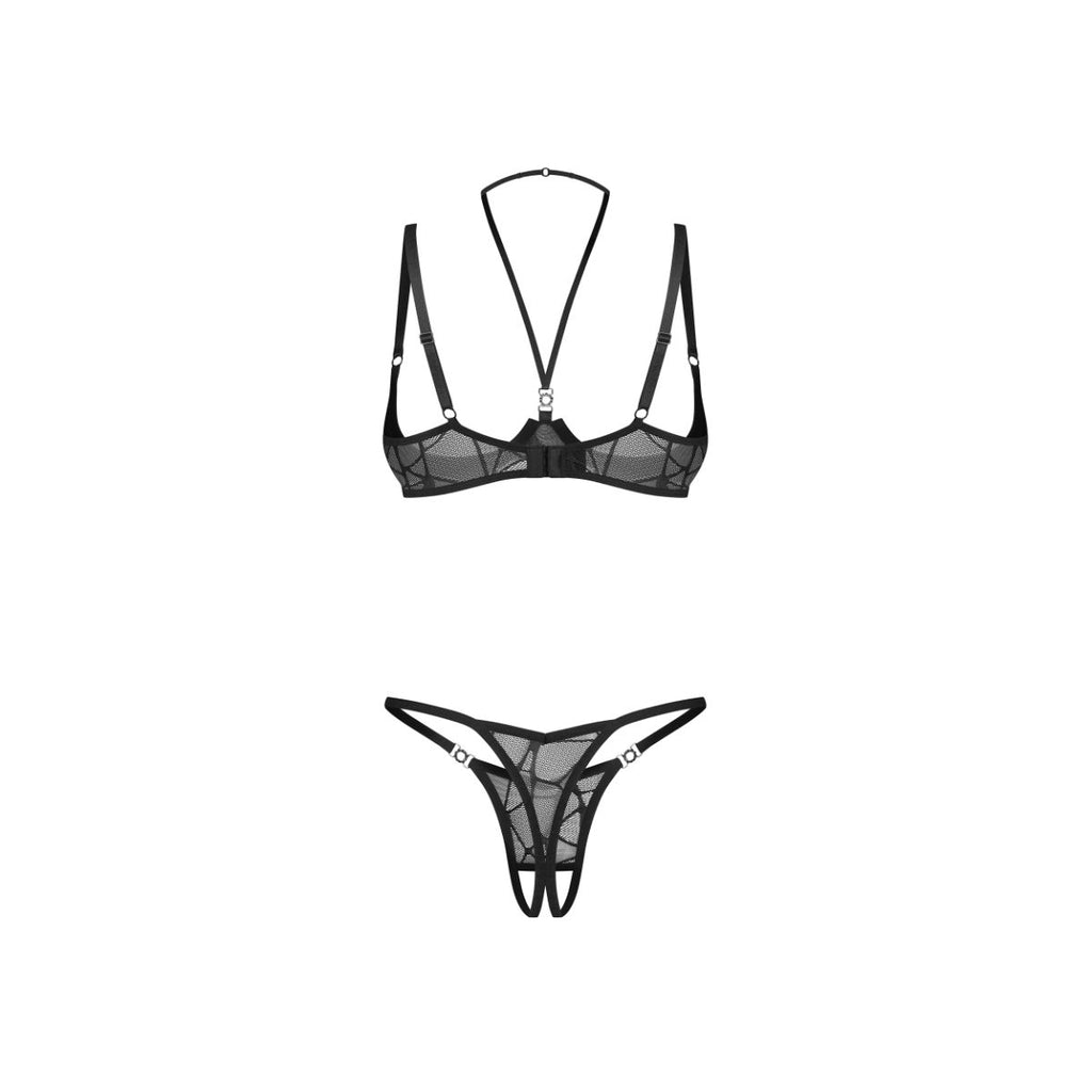 Obsessive - Olianna 2-teiliges Offenes Set - Schwarz