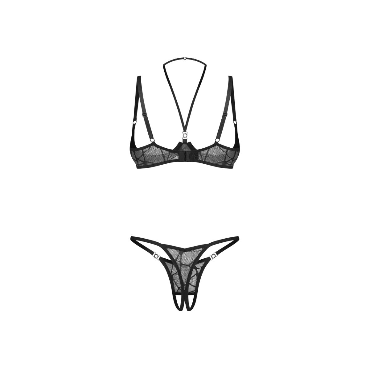 Obsessive - Olianna 2-teiliges Offenes Set - Schwarz