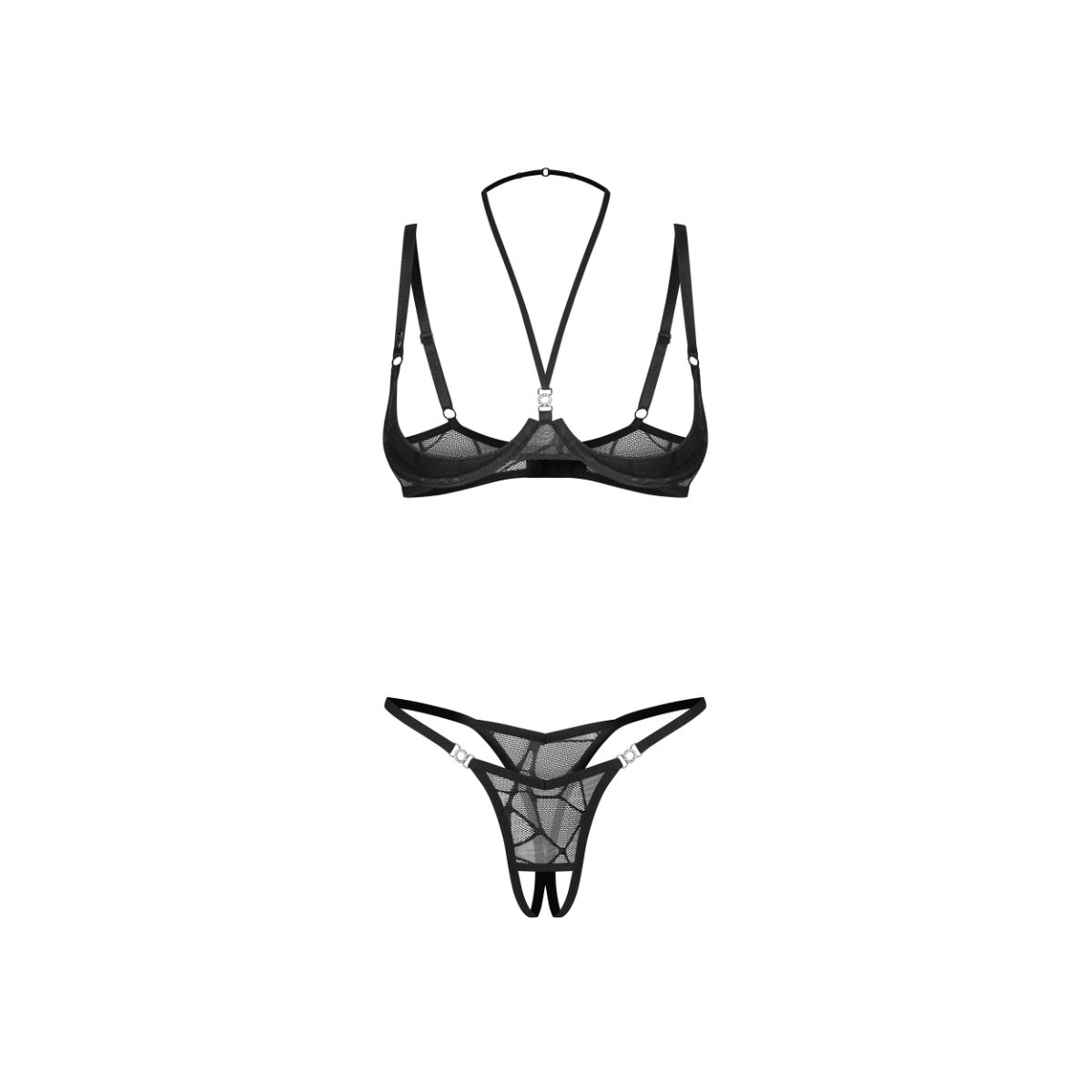 Obsessive - Olianna 2-teiliges Offenes Set - Schwarz