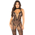 Leg Avenue - Herz Bodystocking Offen - Schwarz