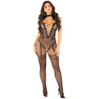 Leg Avenue - Herz Bodystocking Offen - Schwarz