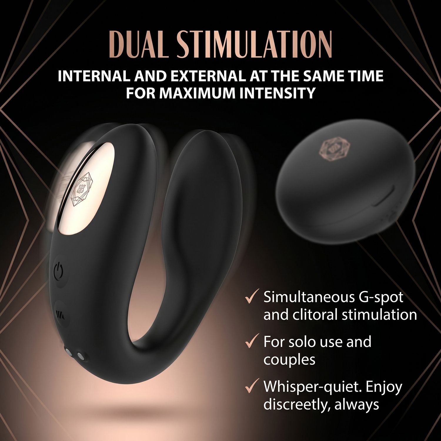 Rosy Gold - C-Shape Vibrator mit Ladecase - Schwarz