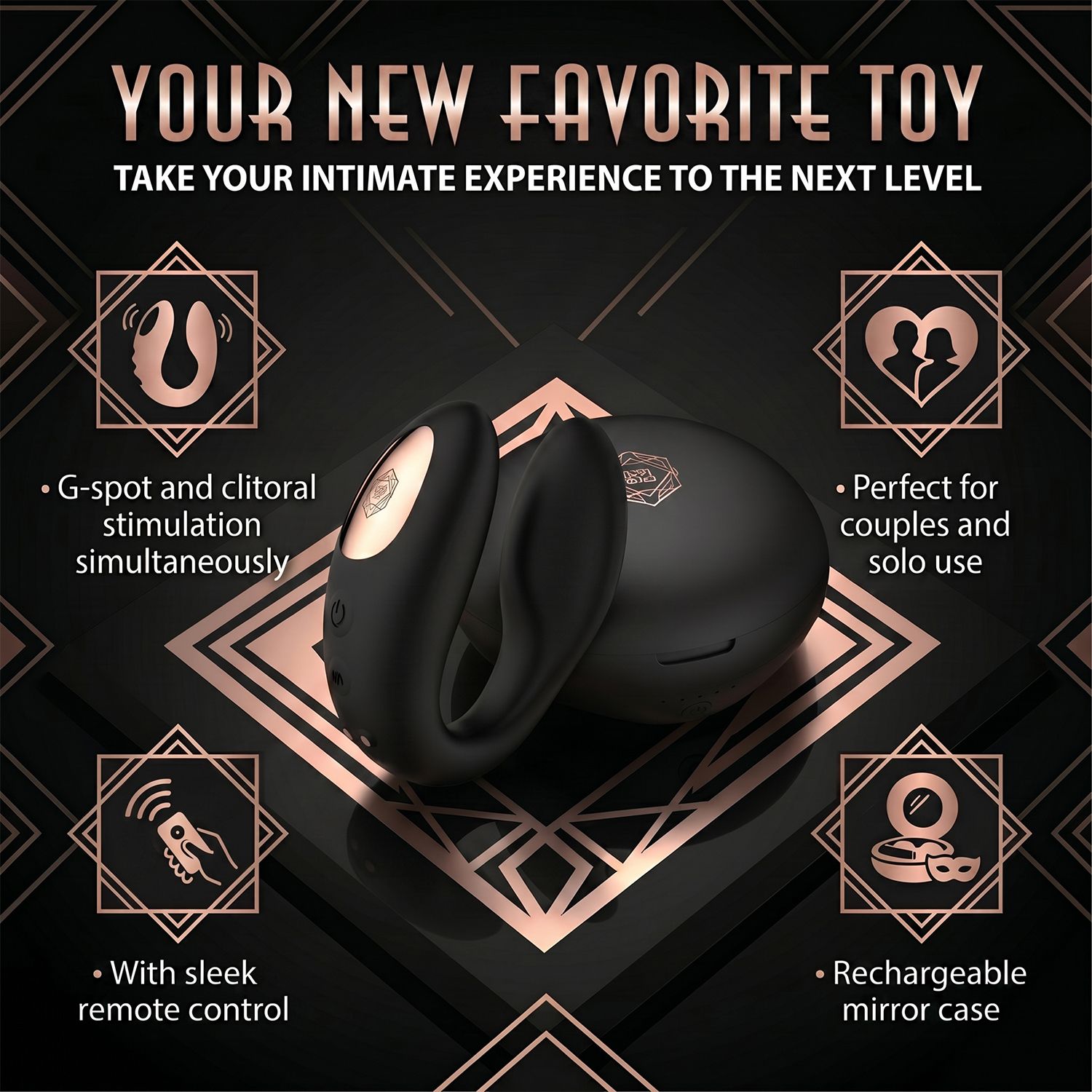 Rosy Gold - C-Shape Vibrator mit Ladecase - Schwarz