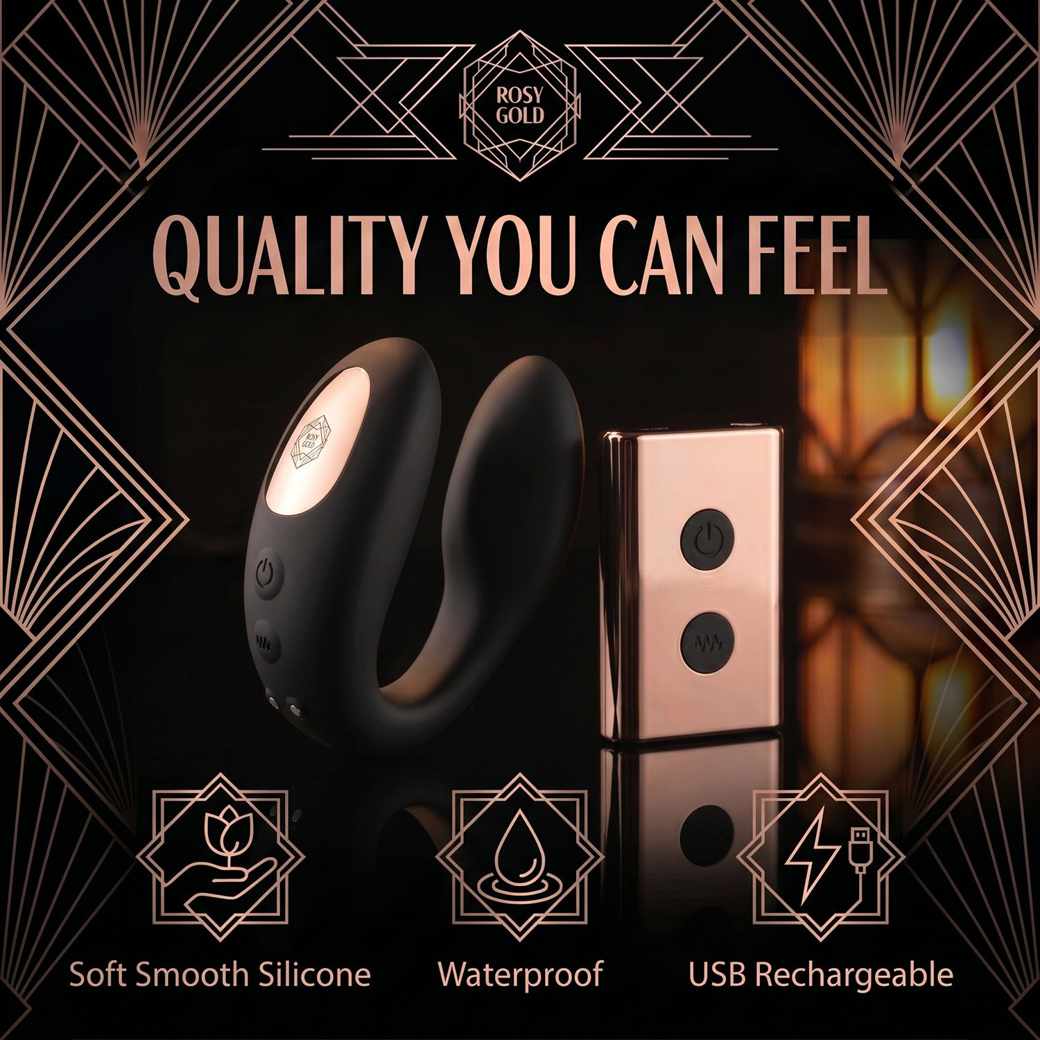 Rosy Gold - C-Shape Vibrator mit Ladecase - Schwarz