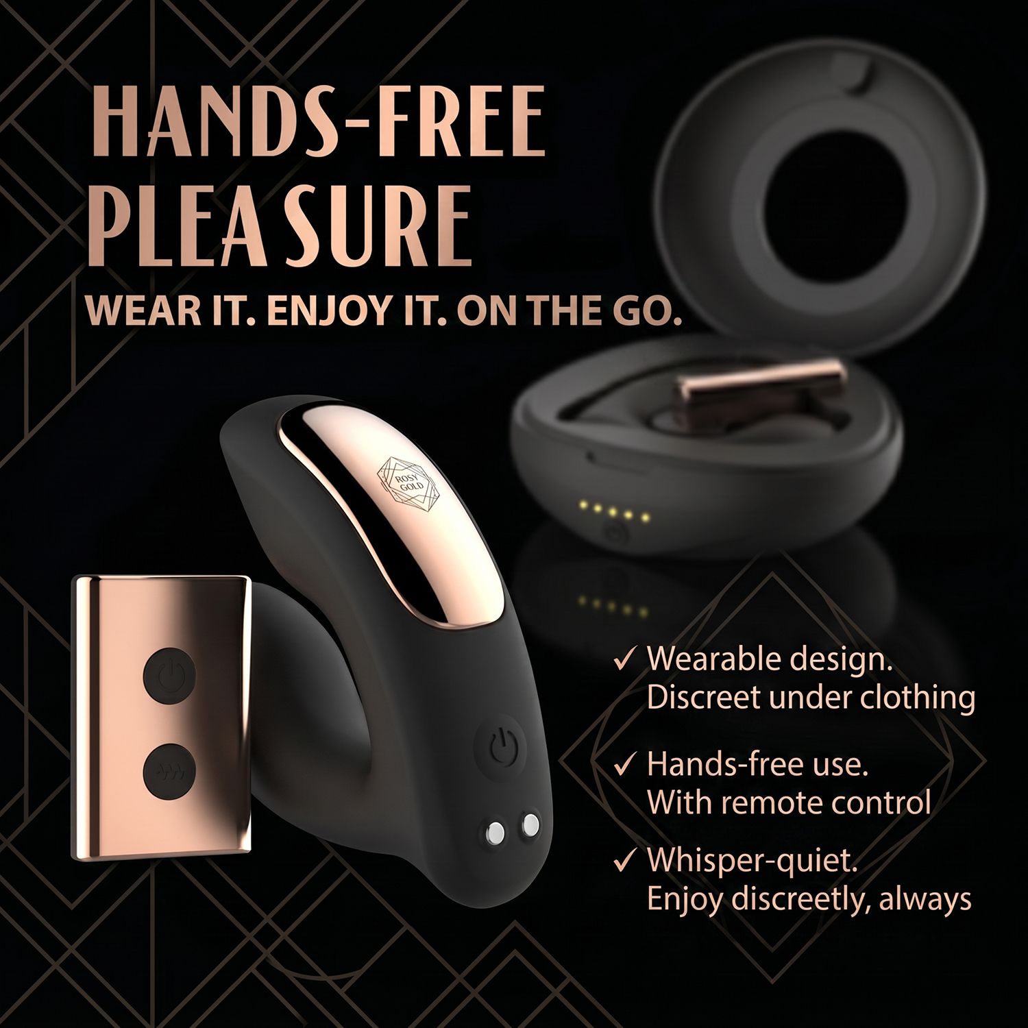 Rosy Gold - Wearable Vibrator mit Luxus-Ladecase - Schwarz