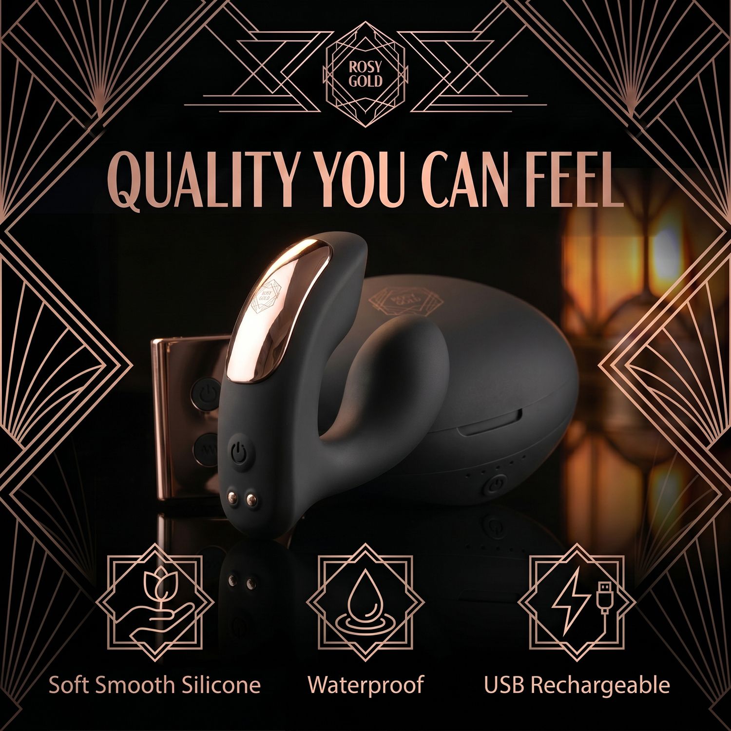 Rosy Gold - Wearable Vibrator mit Luxus-Ladecase - Schwarz