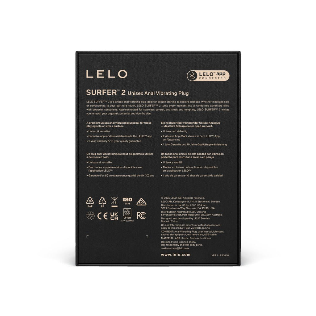 LELO - SURFER 2 Vibrations Analplug - Schwarz