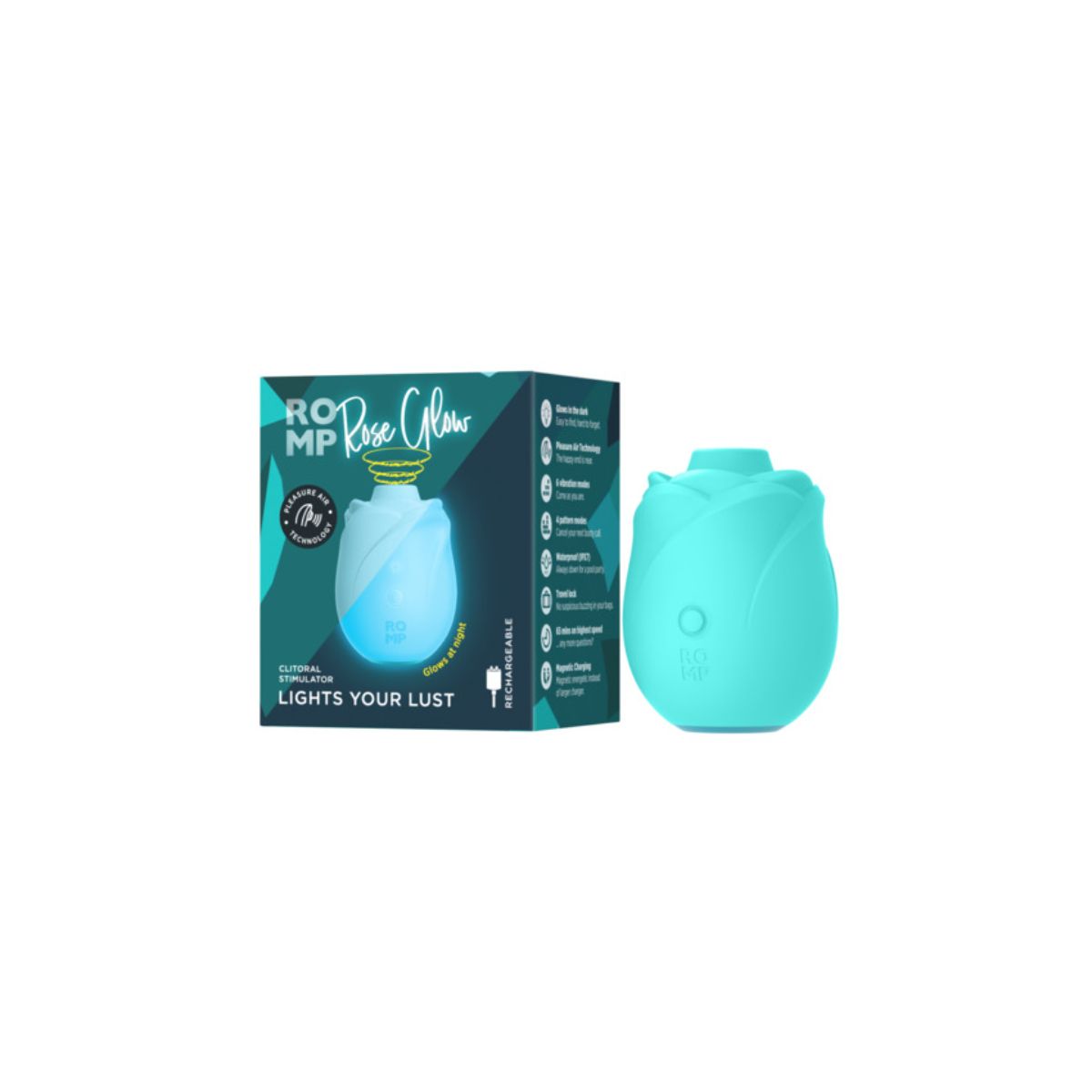 ROMP - Rose Glow Luftdruckvibrator - Glow-in-the-Dark Blau