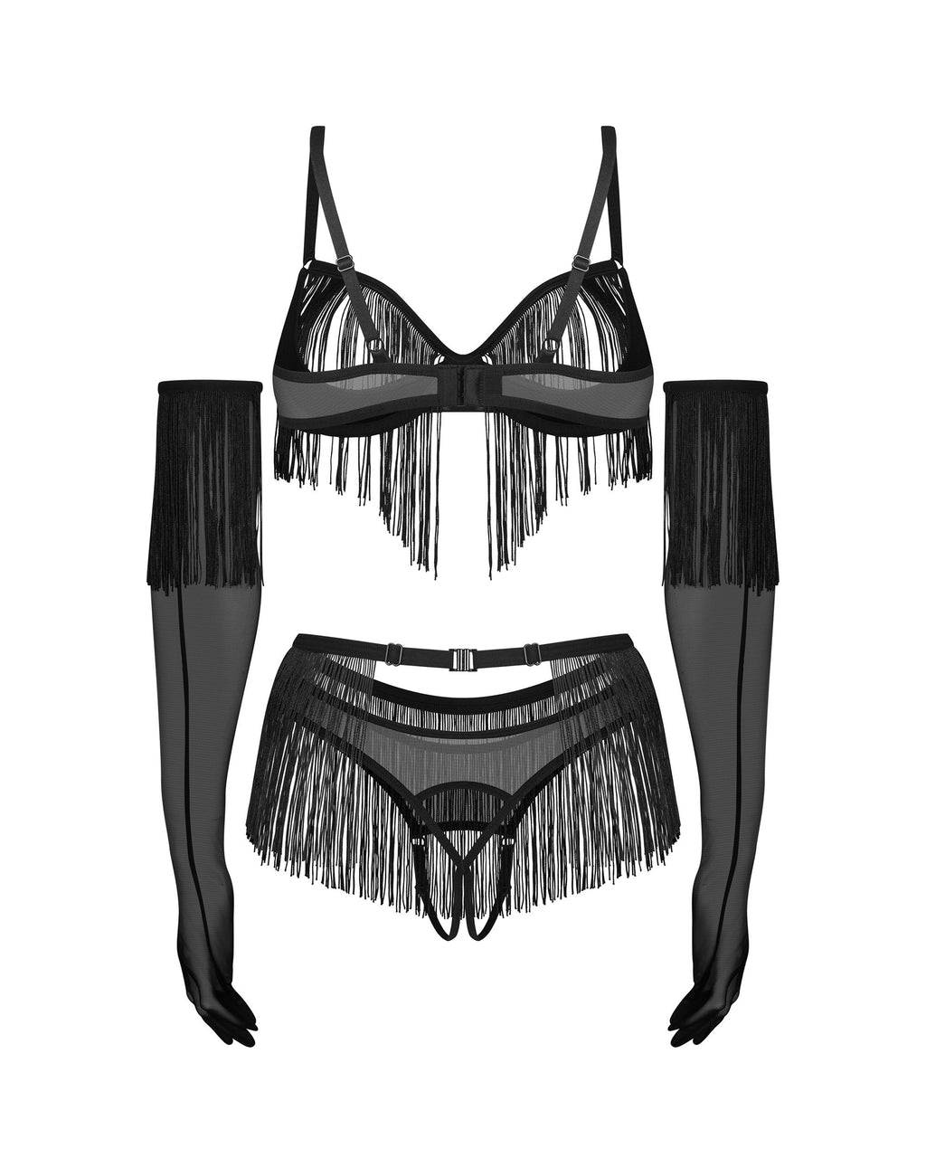 Obsessive - Rossay 4-teiliges Ouvert Set - Schwarz