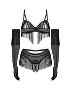 Obsessive - Rossay 4-teiliges Ouvert Set - Schwarz