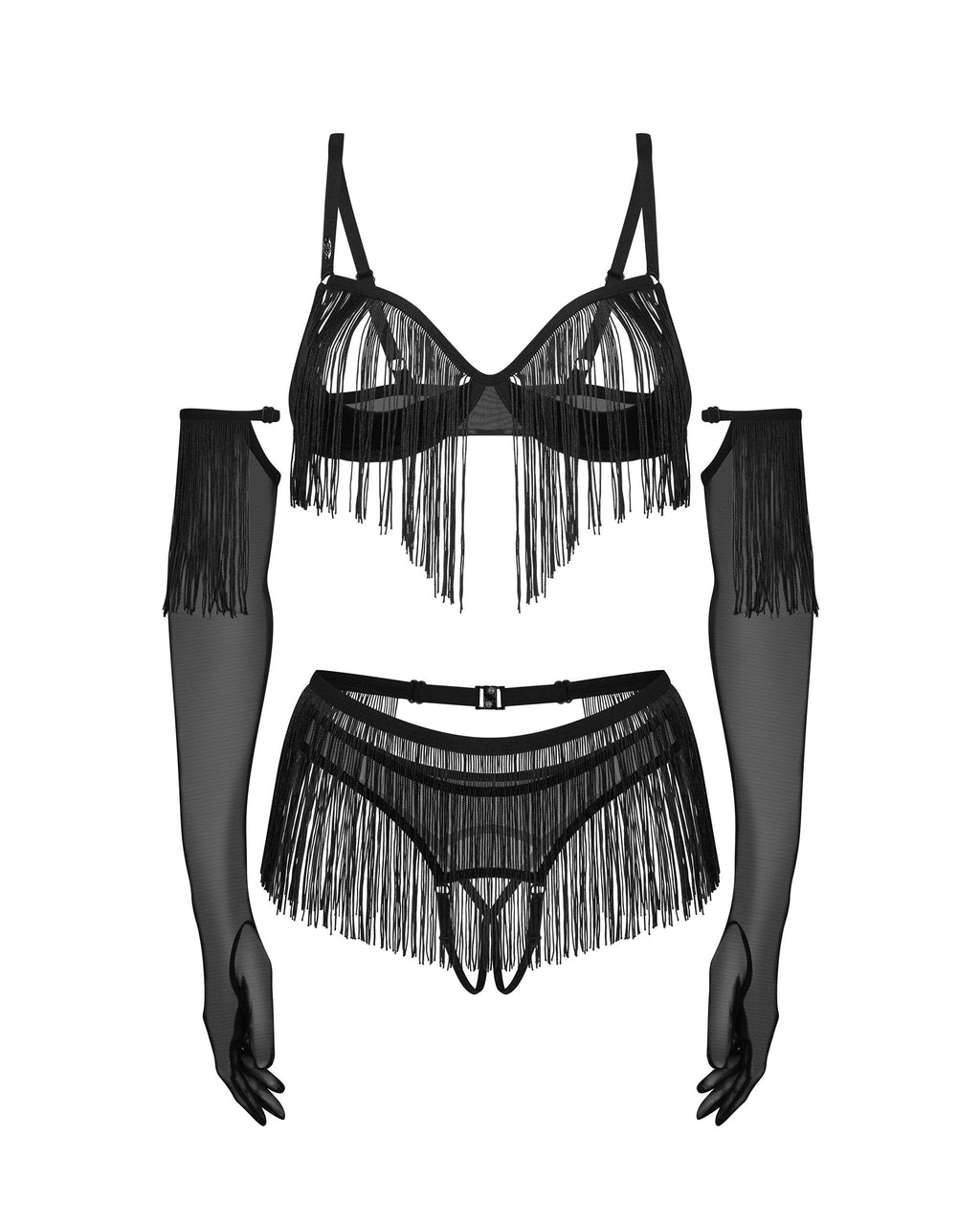 Obsessive - Rossay 4-teiliges Ouvert Set - Schwarz