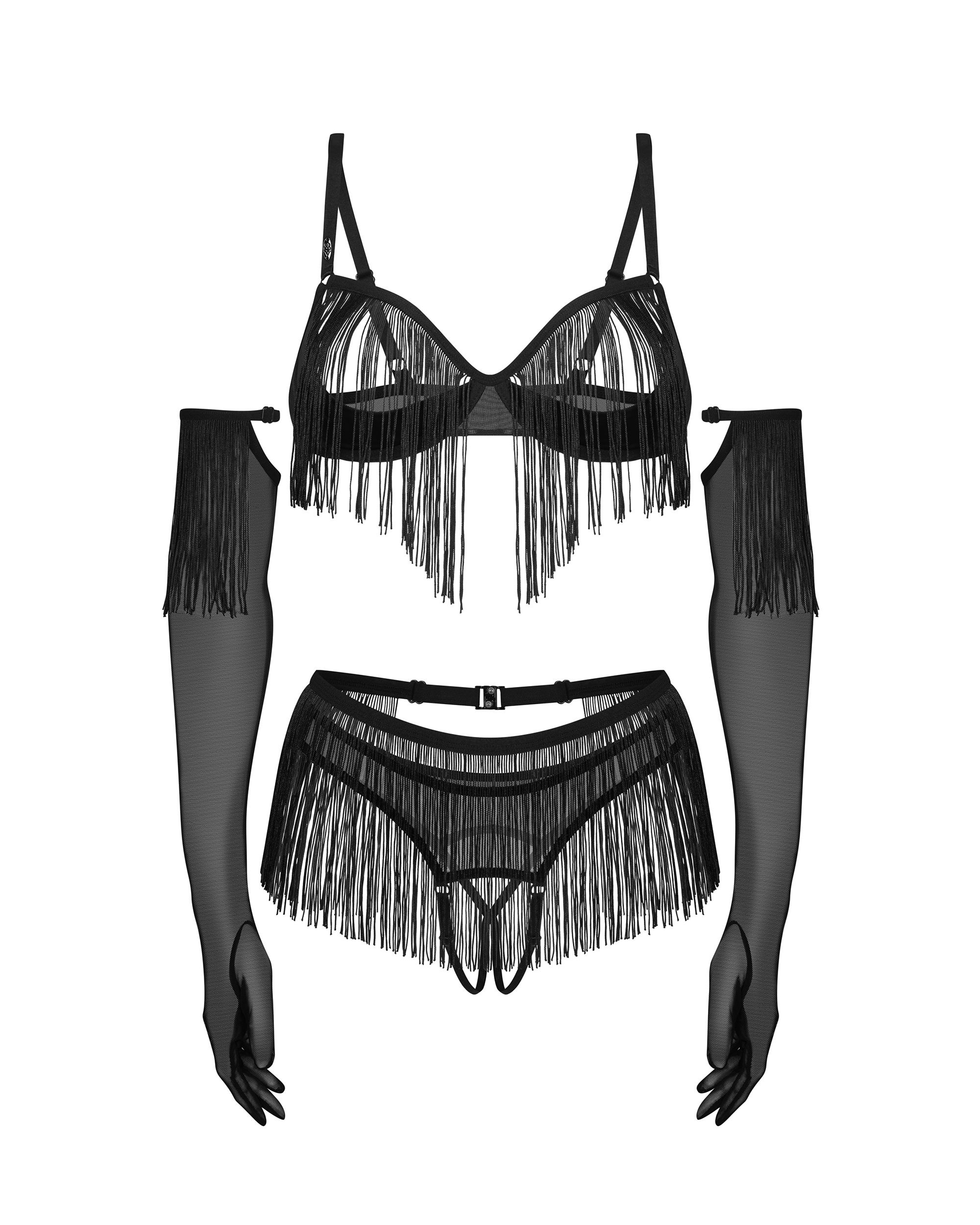 Obsessive - Rossay 4-teiliges Ouvert Set - Schwarz